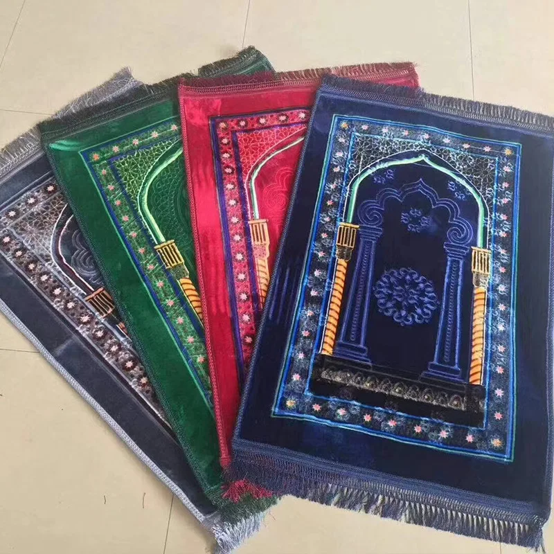 Soft Raschel Prayer Rug Muslim Prayer Mat Islamic Very Thick Prayer Rug   for Eid Travel Ramadan Carpet