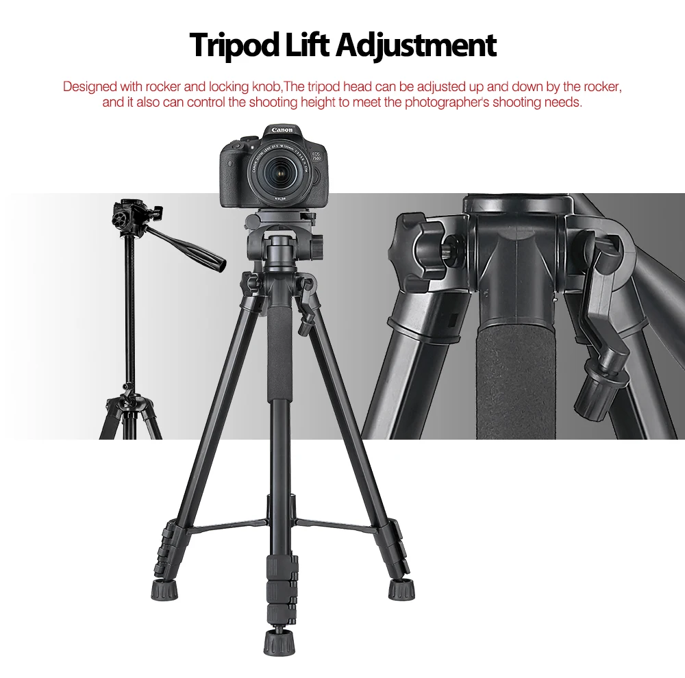 Kingjoy VT-860S Phone Tripod with Carry Bag for Live Streaming Extendable Travel Lightweight Photo Tripod Stand