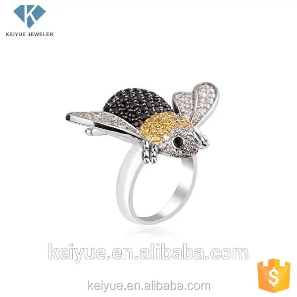 Симпатичные Bee форме 925 серебро anilal кольцо-оберег с ca камень