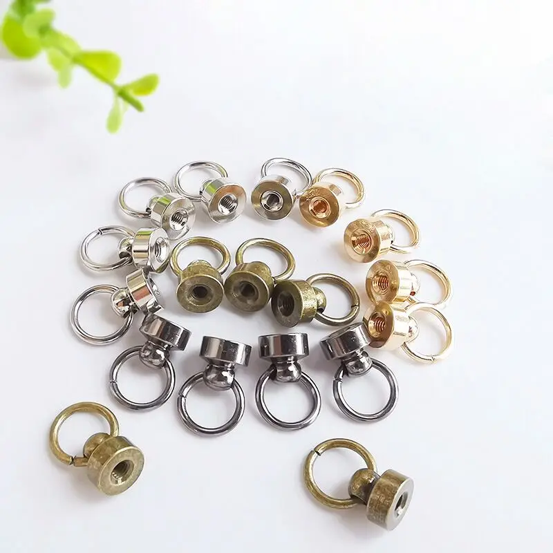 Металлические винтовые заклепки из цинкового сплава с кольцом, ремесла «сделай сам», кожаные мешочки, заклепки, шипы с головкой монаха, фурнитура, декоративные гвоздики