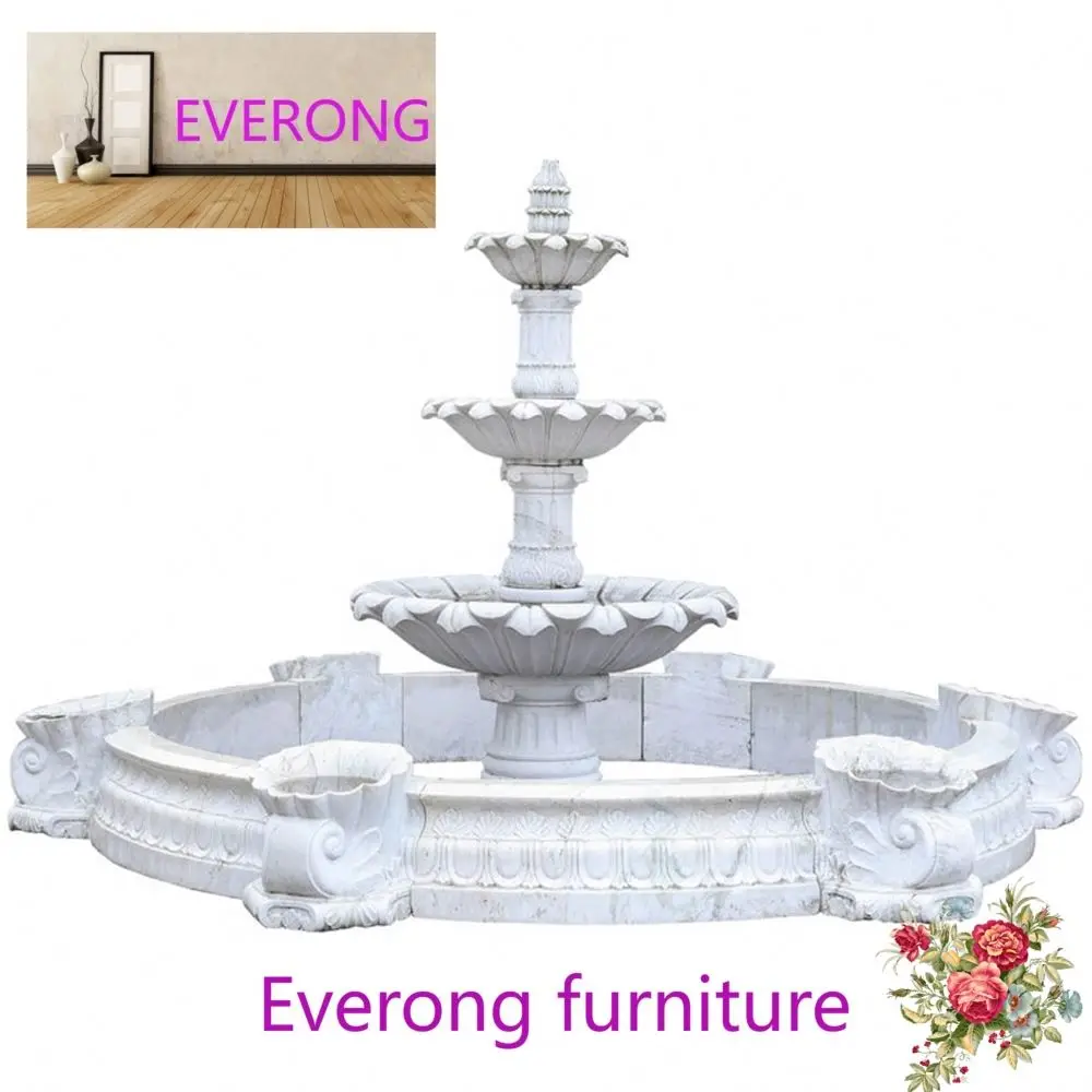 Garden Round white marble 3 tiers water fall fountain outdoor natural white marble stone fountain