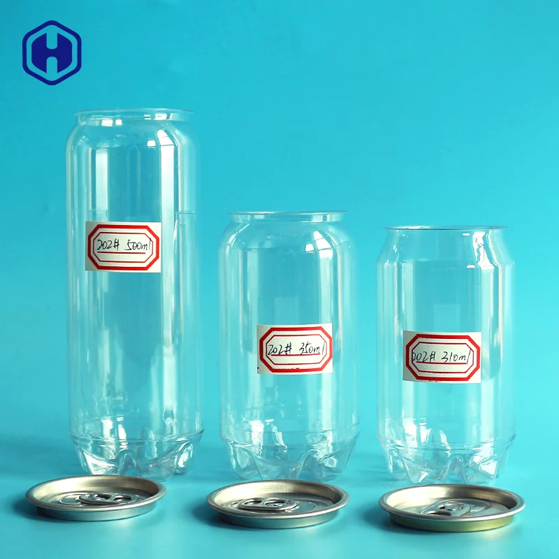 BPA Free 310ml 500ml Bulk Clear Custom Transparent Juice Coffee Beverage Soda Soft Energy Drink Empty PET Plastic Can