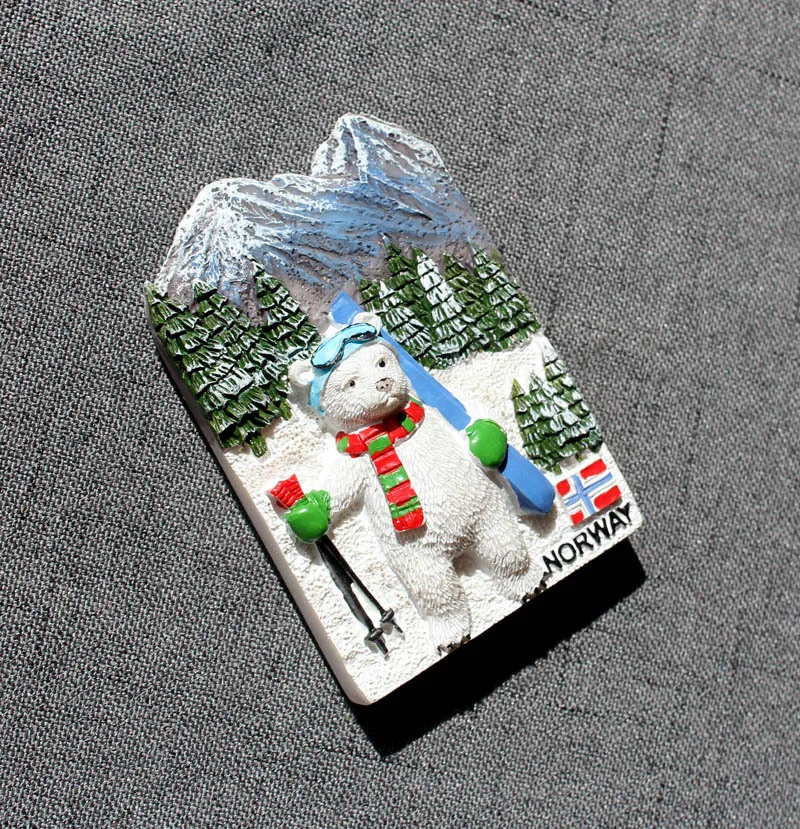 3d polar bear anime fridge magnets resin custom metal kitchen magnetic collectible decoration norway fridge magnet for souvenir
