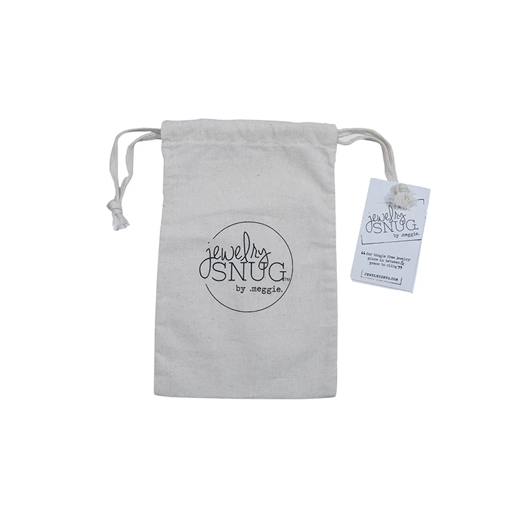 Custom Printed Logo White Muslin Small Jewelry Necklace Bracelet Coin Gift Drawstring Cotton Pouch Bag