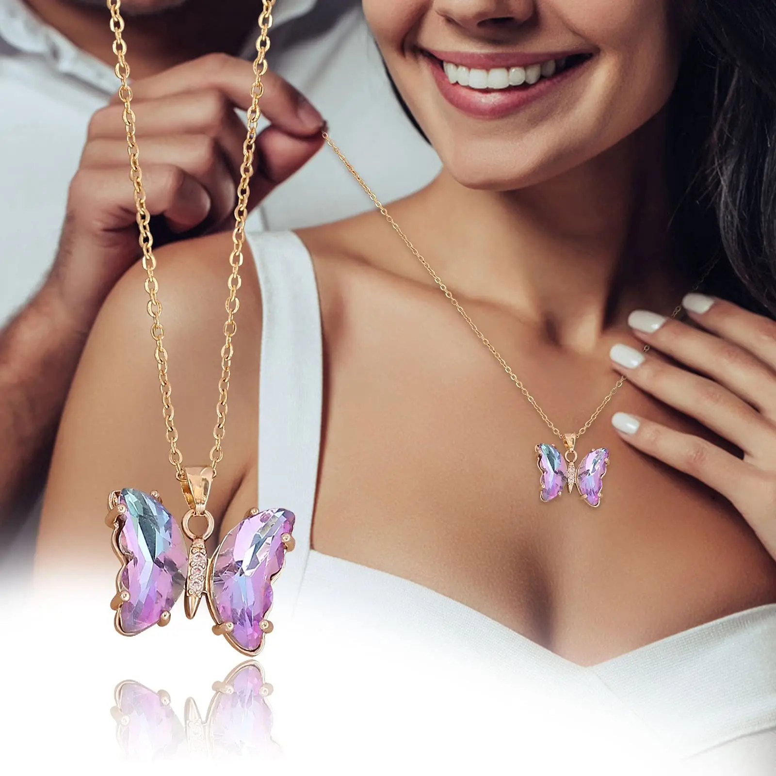 Летние изделия ювелирные фабрики Красочные золотые бабочки кулон ожерелье для женщин мужчин