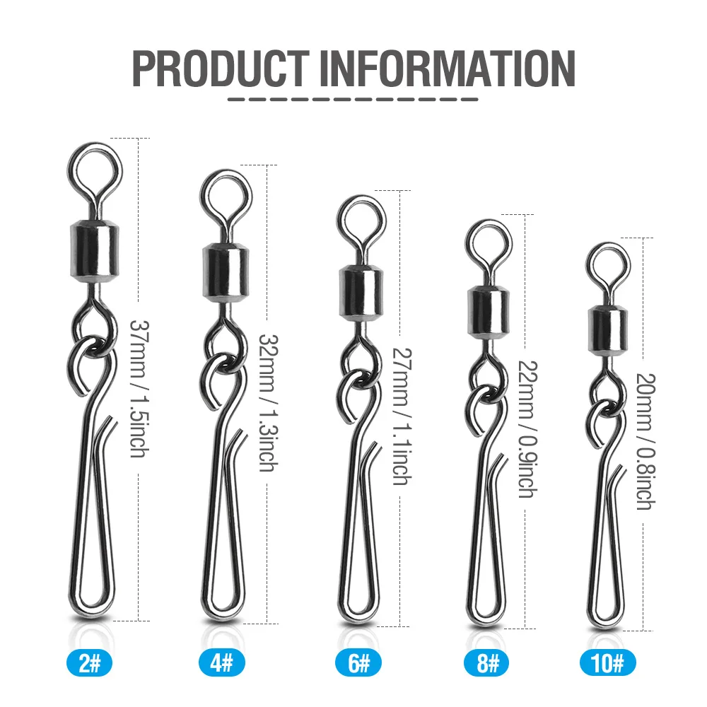 Swivels Fishing Connector  Pin Snap 2#-10# Rolling Swivel For Fishhook Lure Carp Fishing Accessories