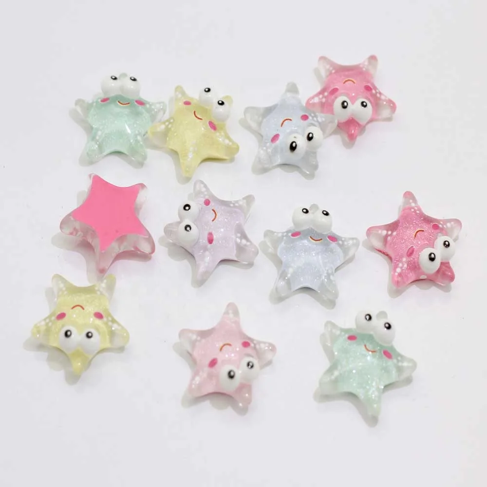 100pcs Colorful Kawaii Resin Simulation Small Starfish Crafts Flatback Cabochon Decorative For Phone Diy Accessories