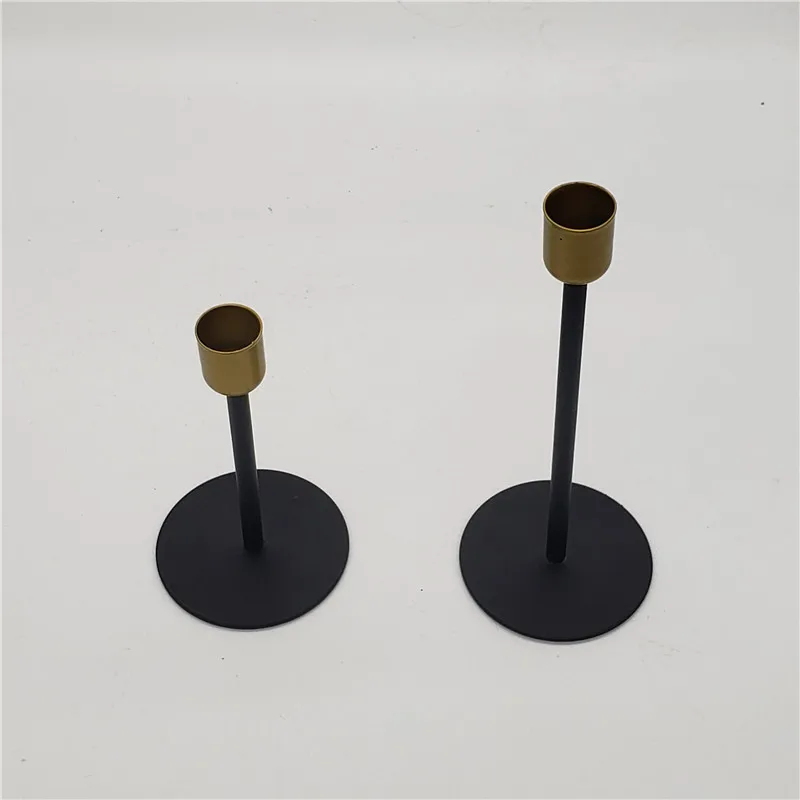 2021 Wholesale Customizable Gold&Black Metal Taper Decorative Lantern Candle Holder For Home Decor