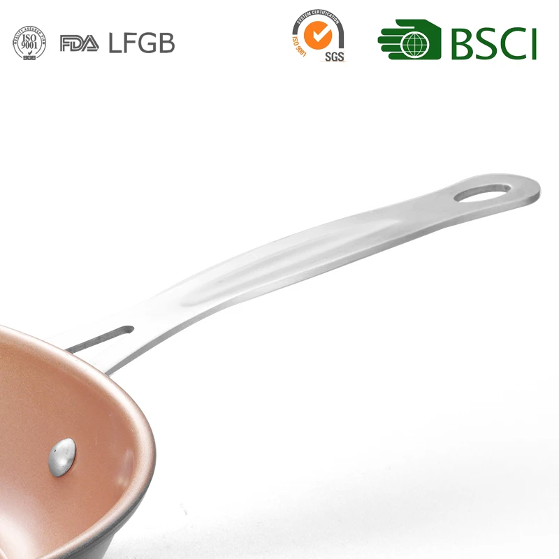 24cm Non stick Carbon steel frying pan with copper effect for gas or induction cooking