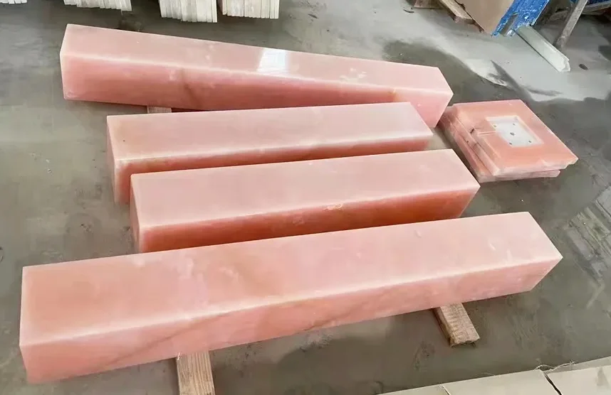 3/4' Crystal Pink Onyx Marble Slab Bathroom Vanity Countertop Backlit Feature Wall Luminous Coffee Table Furniture Table Top