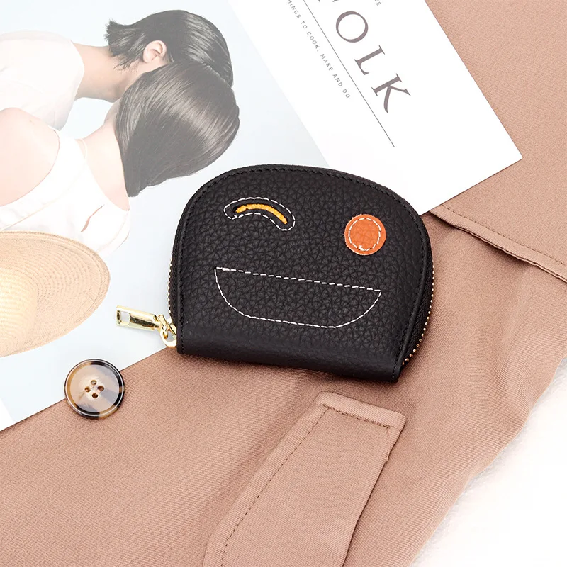 Cute Creative Ladies Zipper Designer Mini Women Wallet Genuine Leather Credit Card Carder with Coin Purses For Girls