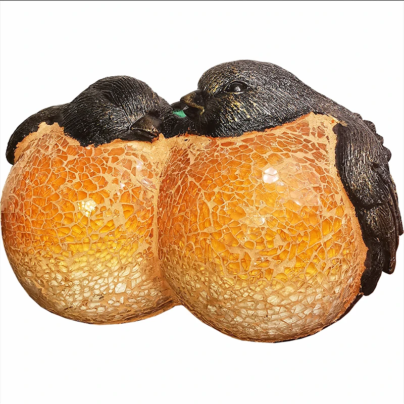 Decorative night light creative crack handmade resin base bird table lamp, retro home bedroom restaurant hotel lighting homestay