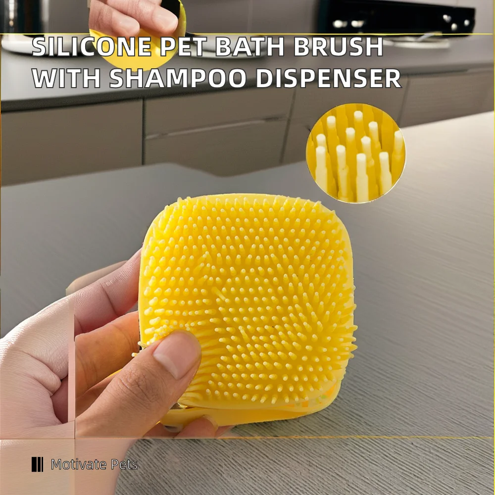 Bathroom Cat Dog Pet Bath Brush Massage Brush Pet Grooming Accessories 2 in 1 Comb Soft Silicone Sustainable CN;GUA