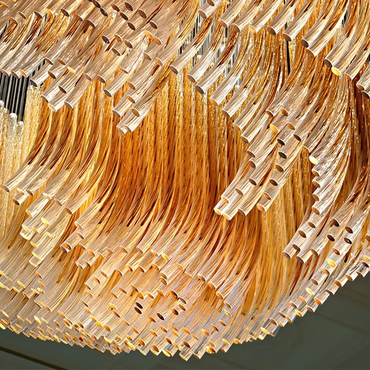 ECOJAS profession customize Hotel Chandelier For Sale Contemporary Glass Tube Chandelier For Lobby
