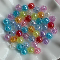 Wholesale 12mm Sparkly Colors Inside Transparent Crackle Beads Round Bubblegum Ball Beads Charms Bracelet Beads Jewelry Making