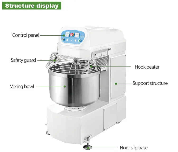 Hot Sales Bakery Baking Equipment Commercial Dough Kneader Double Speed Spiral Dough Mixer, Flour Mixing Machine