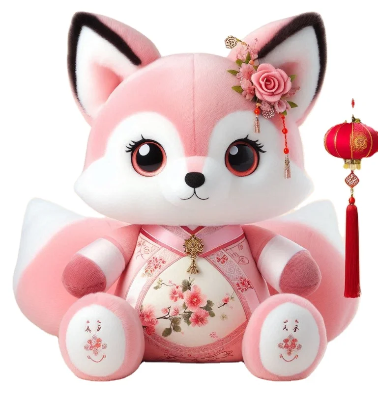 Custom stuffed plush toy custom fox doll keychain plush pillow with company logo embroidered.