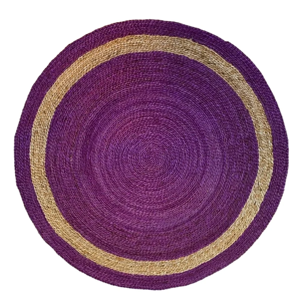 Hand Knitted Organic Hemp Jute Rug Double Stripe Braided Jute Area Rug Rustic Mats For Floor Buy Online Made in Bangladesh