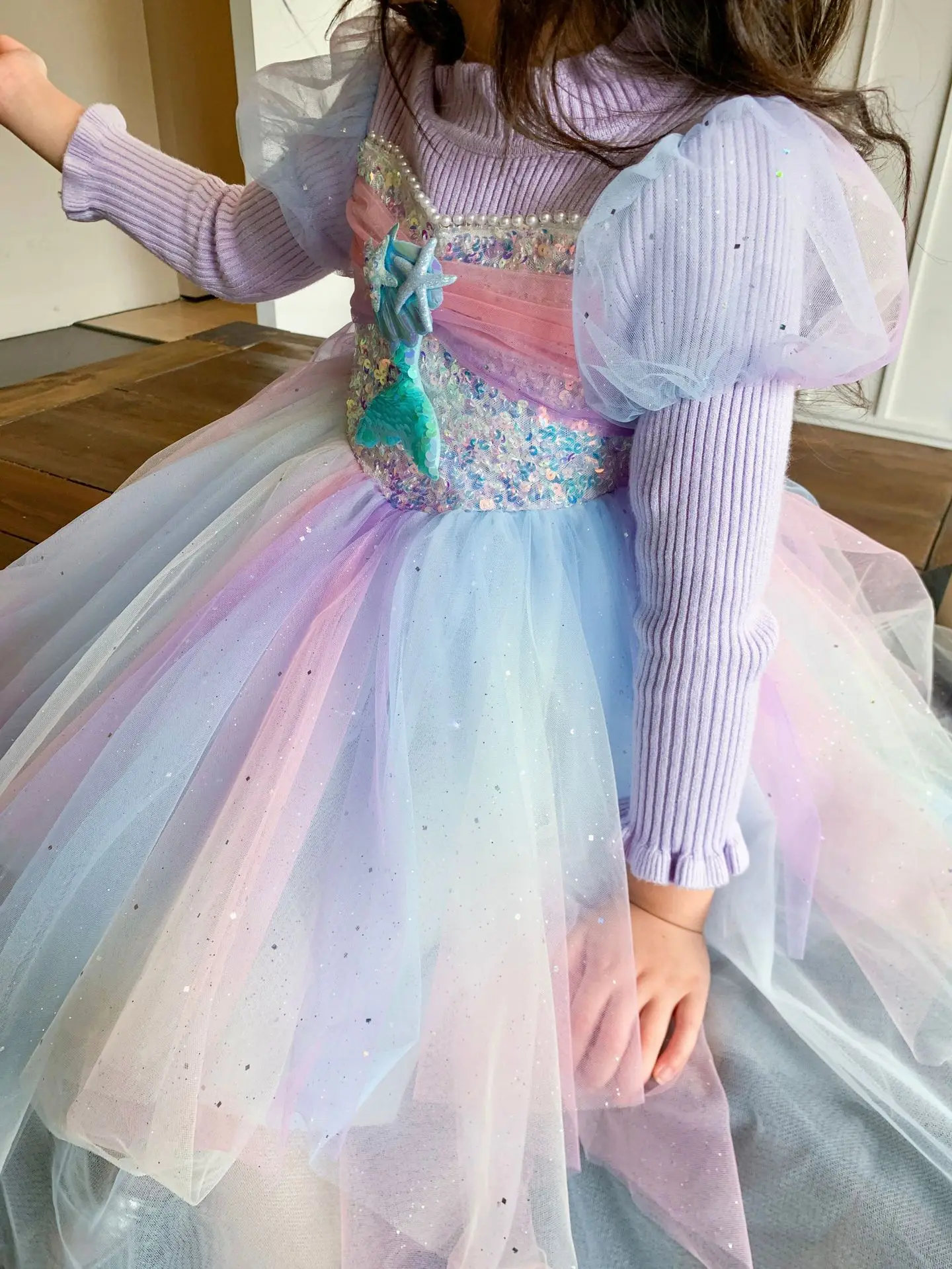 Custom Printed Toddler Girl Christmas Dress Floral Design Kids Dress for Autumn Season