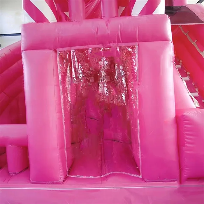 Commercial Bouncy Castle With Slide Combo Pink Hippo Inflatable Water Slide Bounce House for Sale