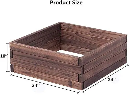 Wooden Raised Garden Bed Planter Square for Vegetable Flower Natural Wood Portable for Outdoor Garden