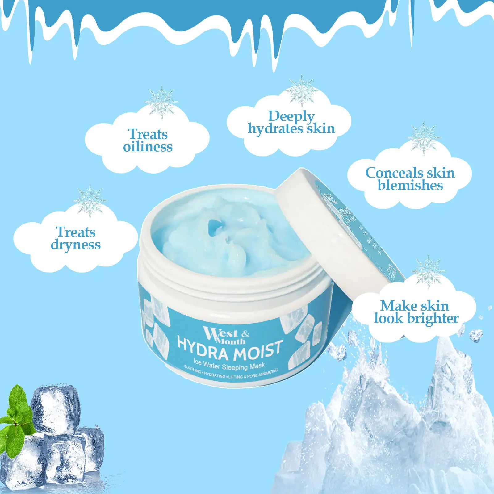Facial Mask vitamin e  skin hydrating soothing lifting pore minimizing dark spots repairing ice water sleeping mask