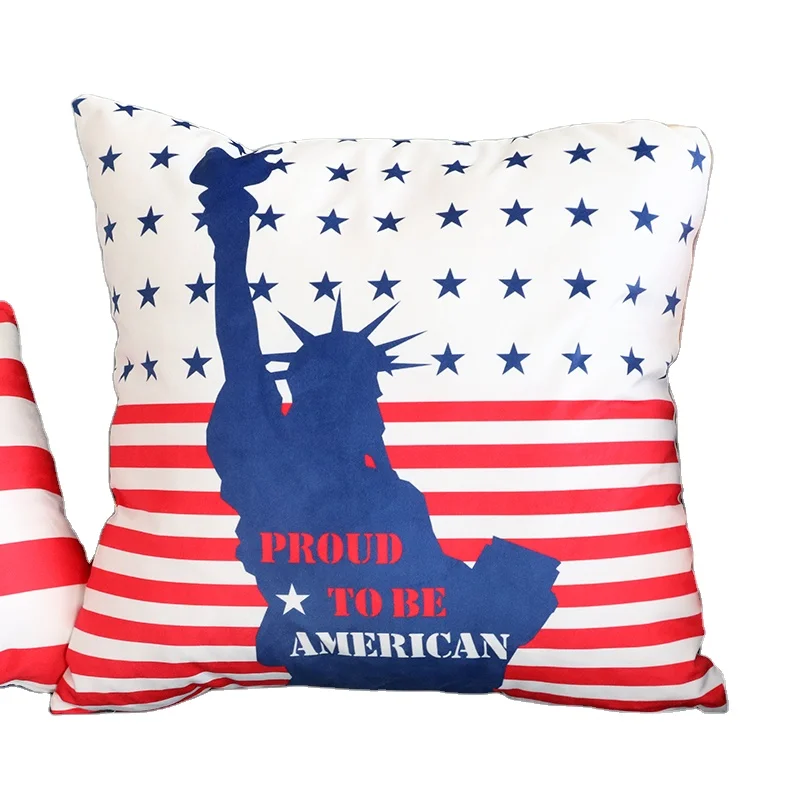 
Hot sale 100% polyester velvet fabric digital printing American flag design cushion cover for home decoration 