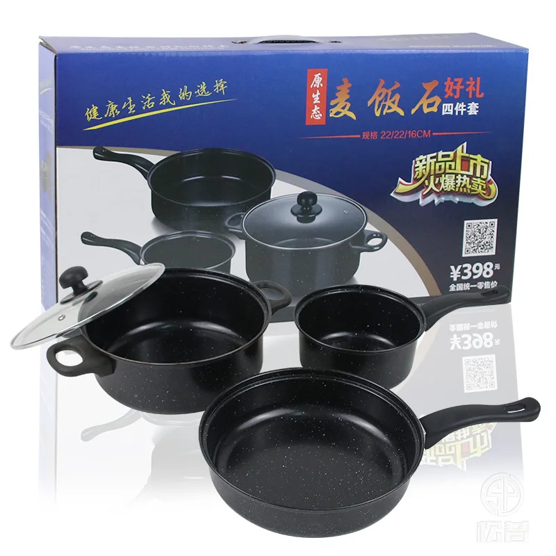 Special offer wholesale cheap 3pcs Cooking Pot Casserole Fry Pan Sauce  Pan with Glass Lids Cookware Set