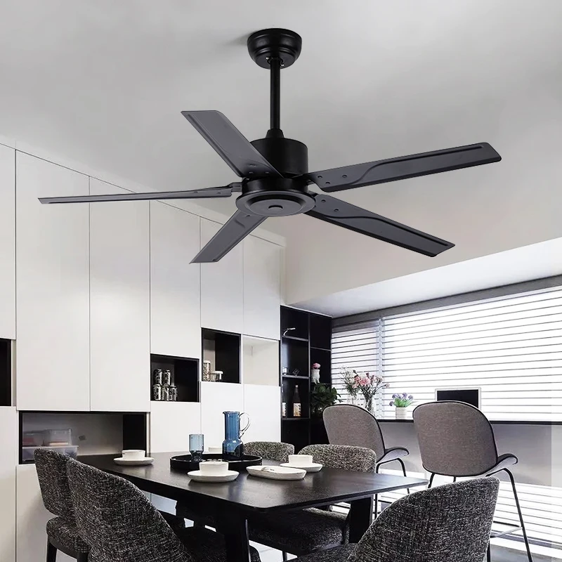 China Wholesale Slient Design AC Motor Industry Style Iron Blade Ceiling Fan With Light