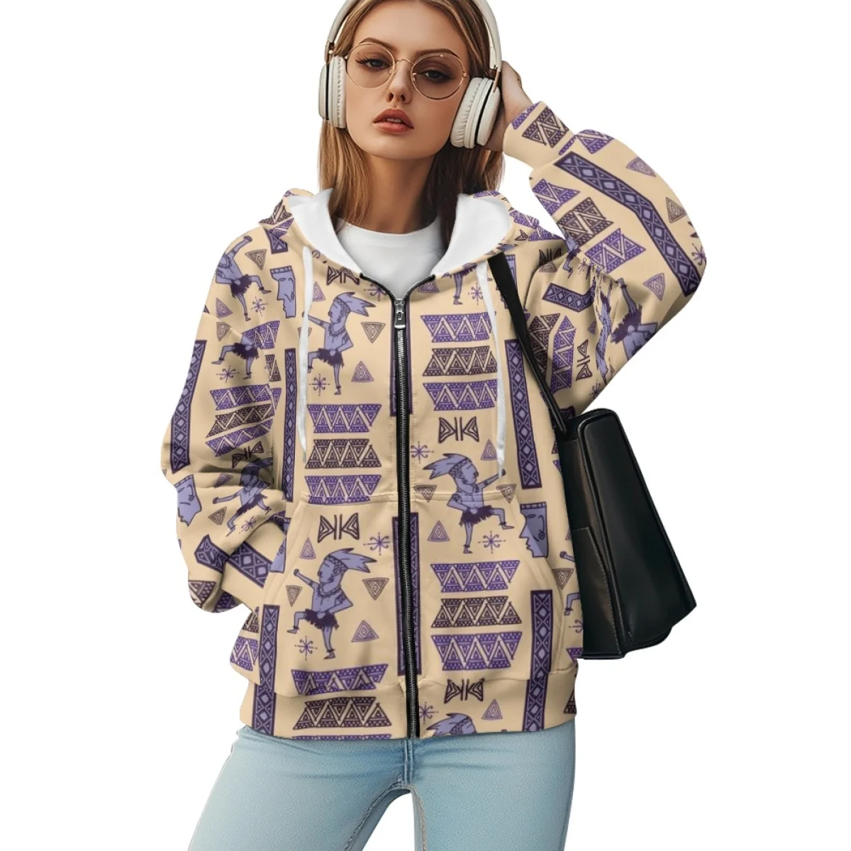 Wholesale Mid America Mexico Maya Aztec Hoodies For Woman Custom Print Sublimation Heavyweight Fashion Streetwear Loose Hoodies