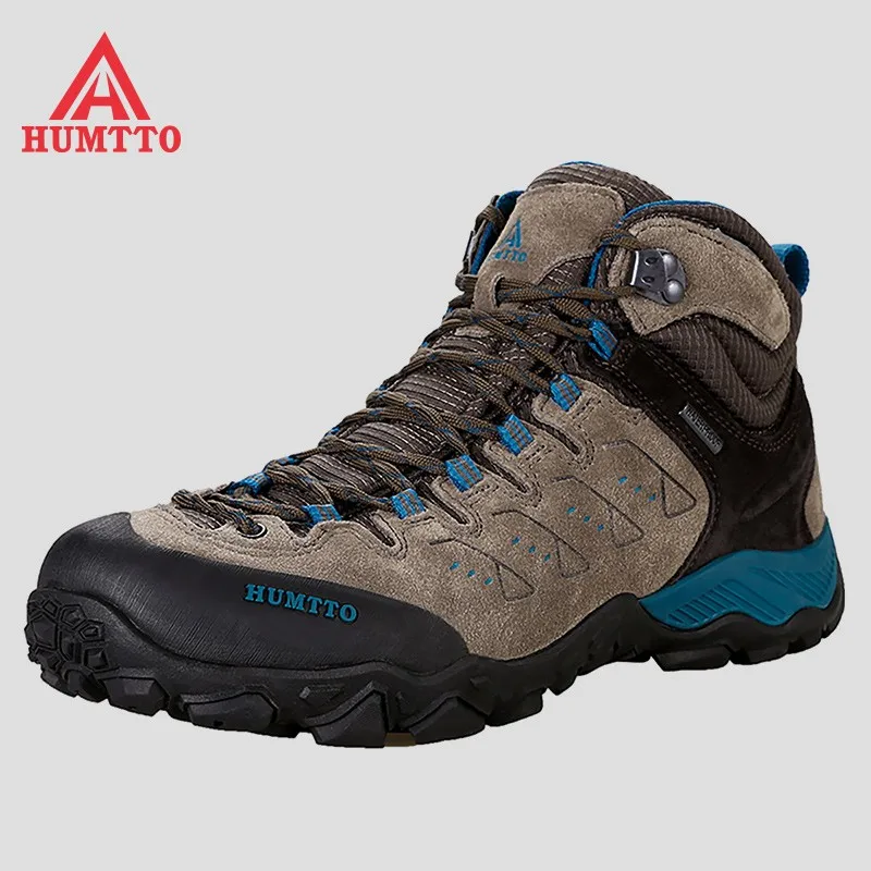 Humtto New Hiking Shoes Leather Boots Rubber Outsole Top Quality Trail Running Shoes Waterproof Men Hiking Boots