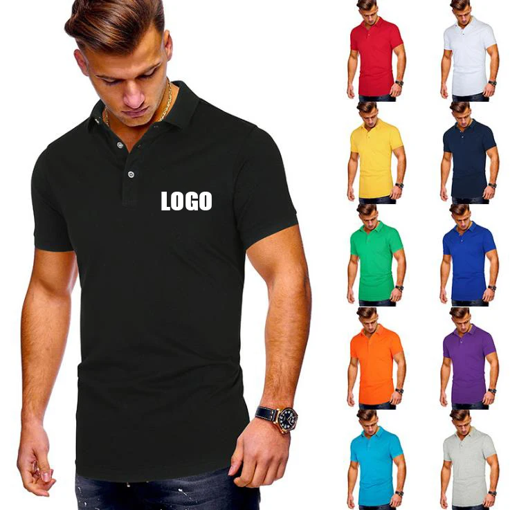 Custom embroidered logo t shirt men polo tee shirts plain golf polo blank t shirt basic tshirts with logo custom printing logo
