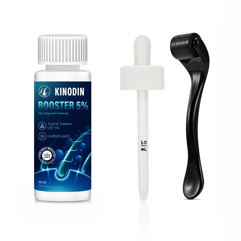 Custom logo hair growth serum treatment hair serum oil professional natural KINODIN oil with derma roller kit