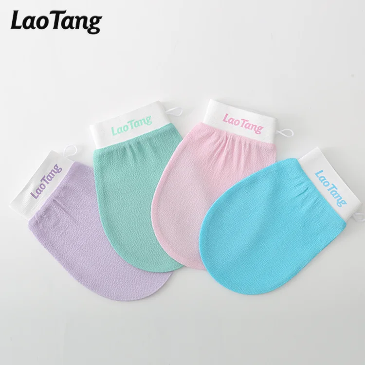 Customize Logo and Package Korean Style Natural Viscose Exfoliating Glove Body Bath Mitt Kessa Hammam Glove