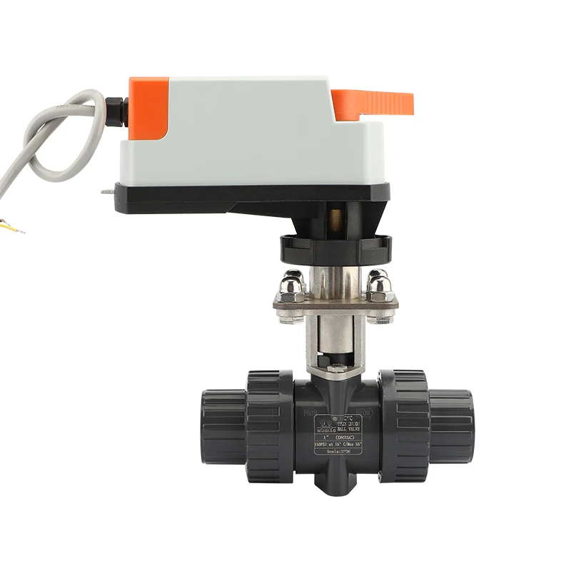 Customizable 0-10V/4-20mA Analog Control Electric Actuator UPVC Ball Valve with Manual Power Plastic Material OEM Supported