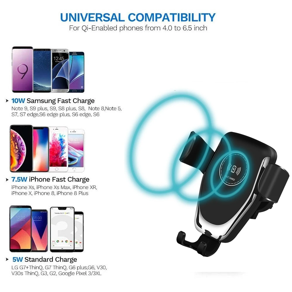 2024 Hot Selling 15W fast Automatic Induction Wireless Car Charger Phone Holder Qi Wireless Charger for car