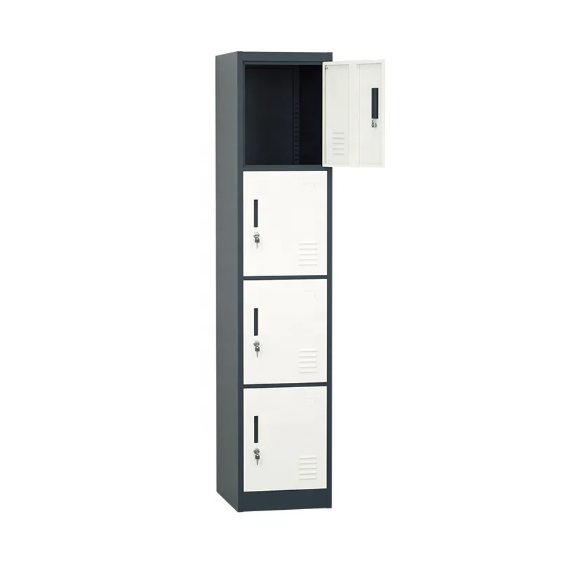 Steel Locker Cabinet Single 4-door Steel Storage Cabinet Changingroom Metal Locker Gym Vertical Cupboard Locker