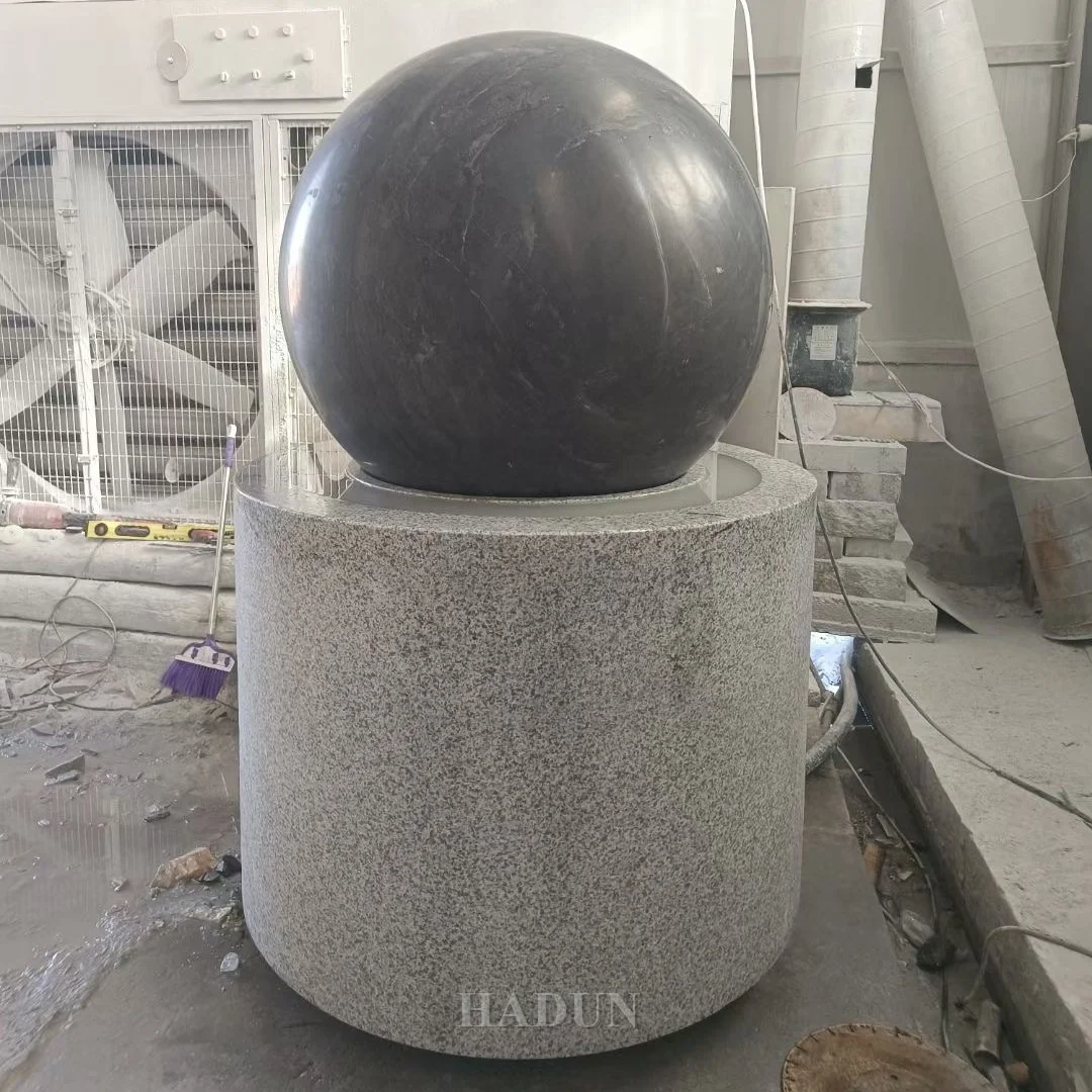 Hand Carved Outdoor Garden Big Natural Stone Custom Marble Rotating Granite Ball With Map Water Fountain For Sale