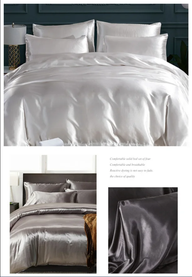 Wholesale Printed Modern Bedding Silk Quilt Cover Pillowcase Set