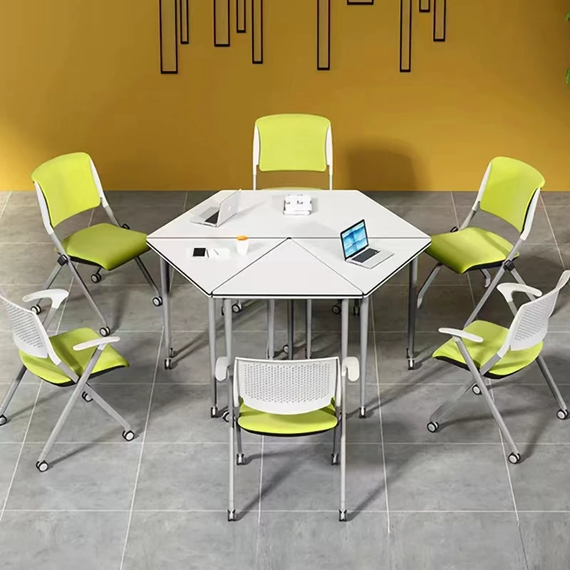 Office movable folding office furniture accessories metal frame training desk table chair sets