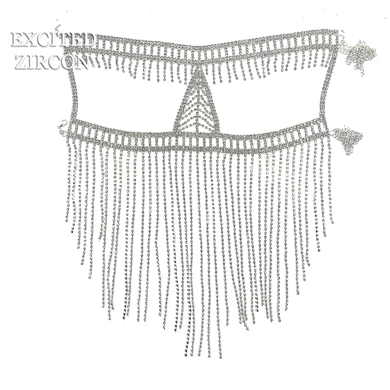 Best Selling Women Rhinestone Head Chains Long Tassel Full Face Cover Water Drop Head Wear Headdress Accessories Hair Jewelry