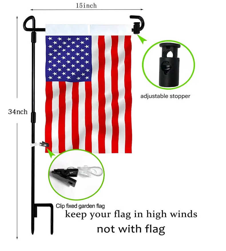 High quality waterproof black metal outdoor yard lawn garden flagpole