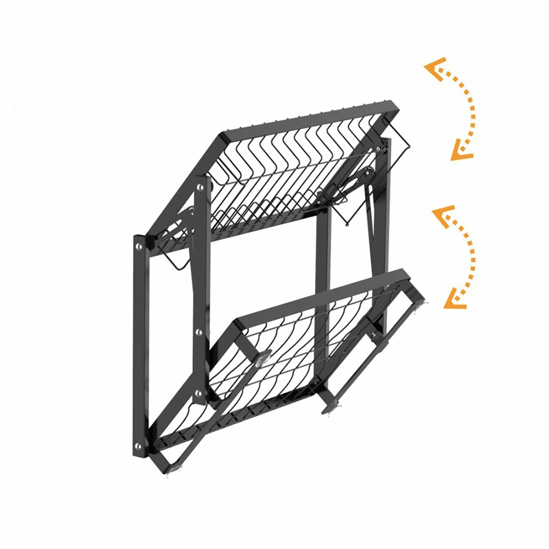 WIREKING Kitchen 2 Tier Dish Rack Easy Assembly Folding Design Plastic Knife Fork Spoon Storage Holder