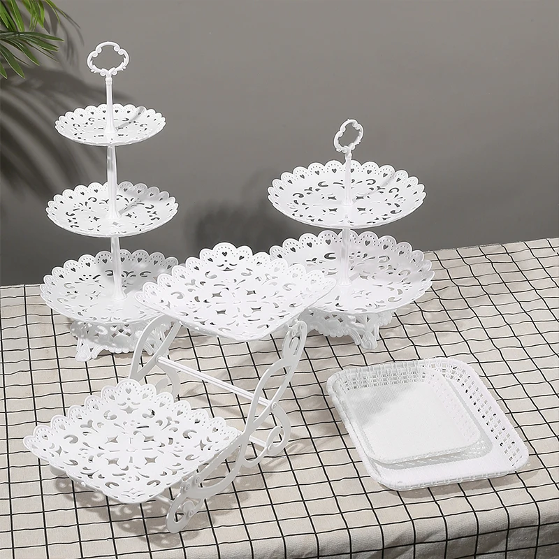 Multi-layer Cake Stand Dessert Cupcake Holder Fruits Snack Metal Serving Platter for Wedding Birthday Party Festival Cake Tool