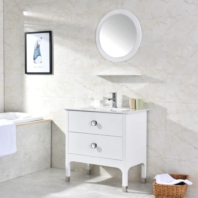 
Modern home standing PVC bathroom cabinet with mirror shelf 
