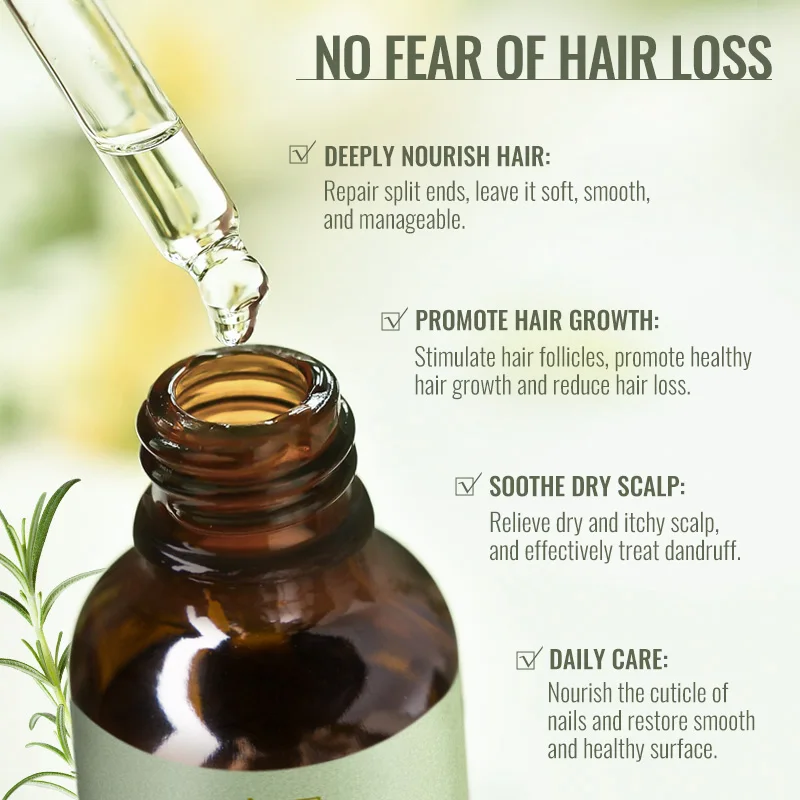Organic Rosemary Fast Hair Growth Oil For African Regrowth Mint Serum For Black Women Hair Loss Product