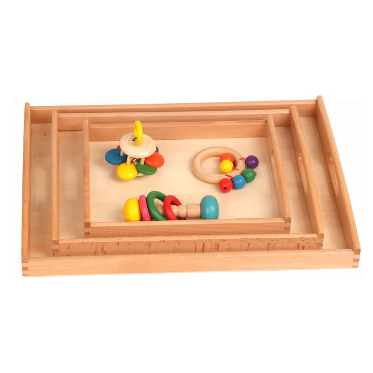 high quality Educational toys for baby kindergarten leaderjoy montessori wood serving big tray