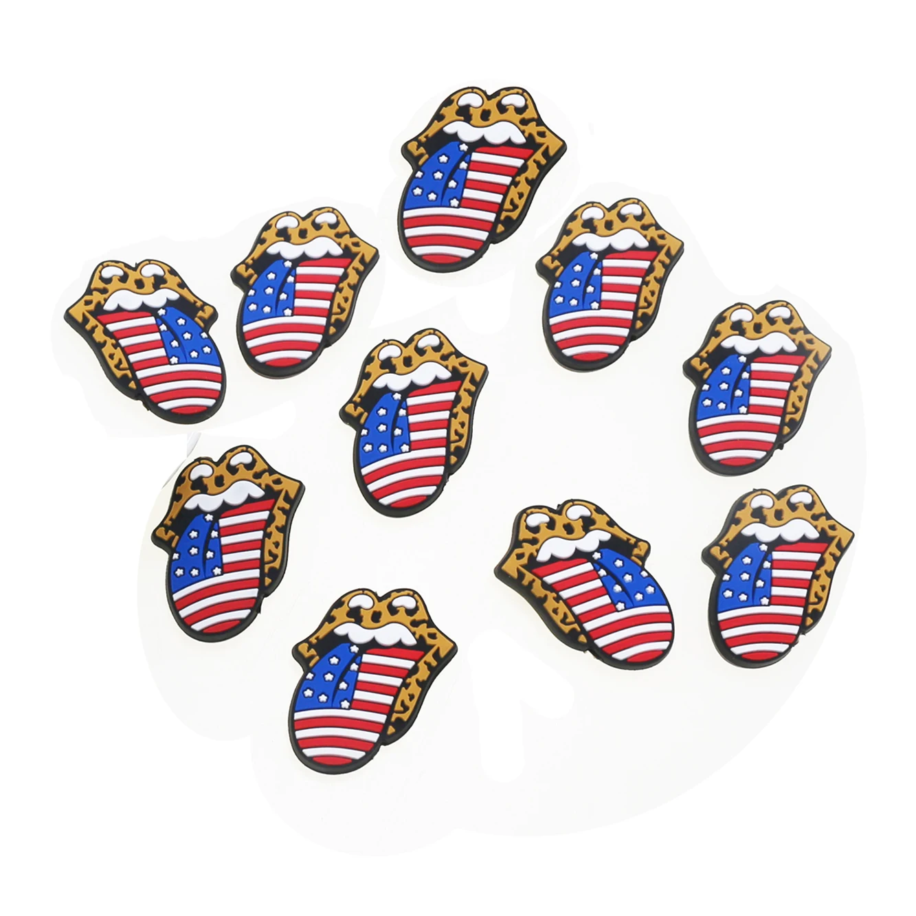 New 2022 Food Grade Cute American Flag Shaped Baby Teething Leopard Cheetah Focal silicone Beads