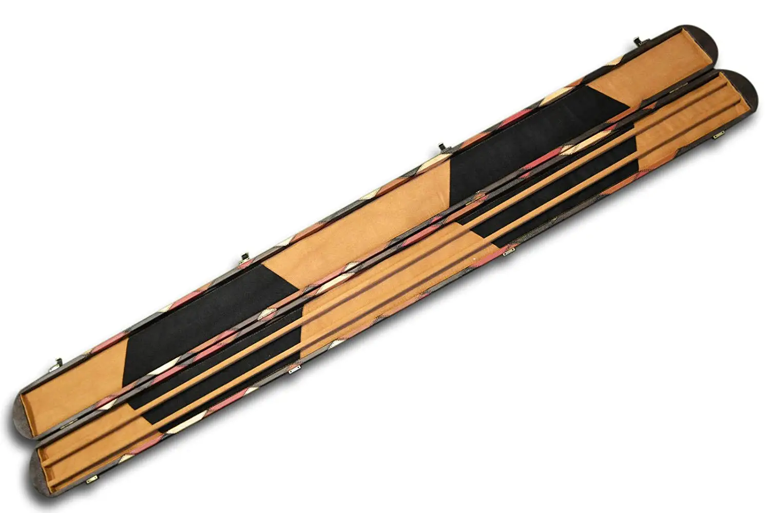 Diamond patchwork style billiard cue case round corner leather 1 piece snooker cue case