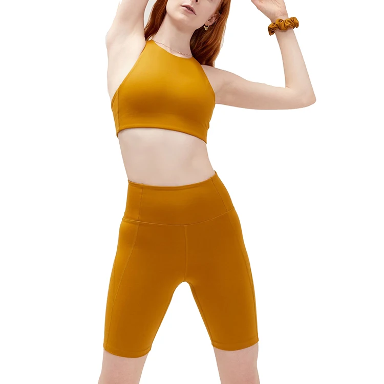 Custom LOGO fast shipping design fitness gym spandex booty  shorts for women set logo